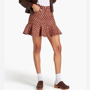 Sandro
Women's Red Fluted Printed Cotton-blend Jacquard Mini Skirt